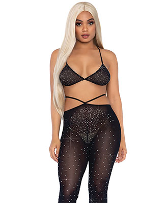 Leg Avenue - Rhinestone Bikini Top and Flared Pants