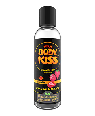 Body Kiss Varmende massasjeolje - Jordbær