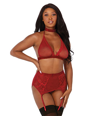 Dreamgirl Red Fishnet & Lace Set