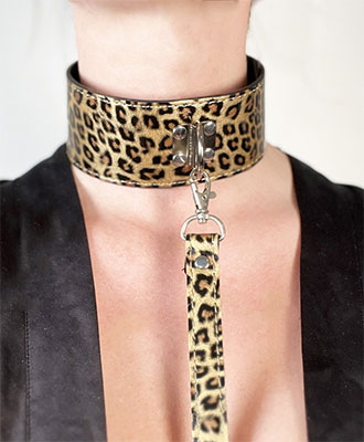 Leopardcollar m/ Hengels og Leash