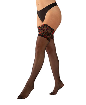 Luxury Stay-Up Stockings m/ Floral Lace Top