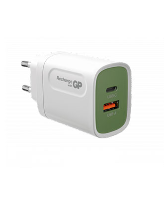 GP Vegglader WM2A PD 20W USB-A og USB-C m/Adapter