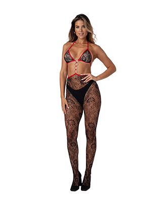 Seductive Catsuit - Sort/Rd