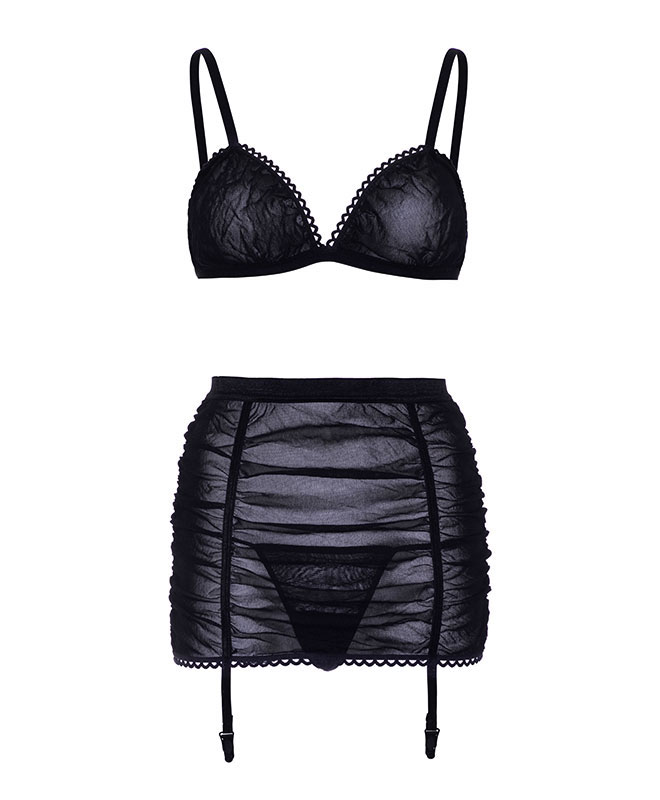 Leg Avenue - Mesh Bra and Garter Skirt, str. S/M