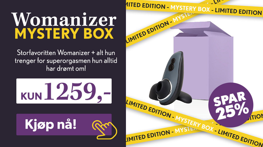 Womanizer Mystery Box! Du blir garantert fornyd med vr bestselgende kvinnefavoritt og alt det ekstra som flger med i denne spennende pakken!